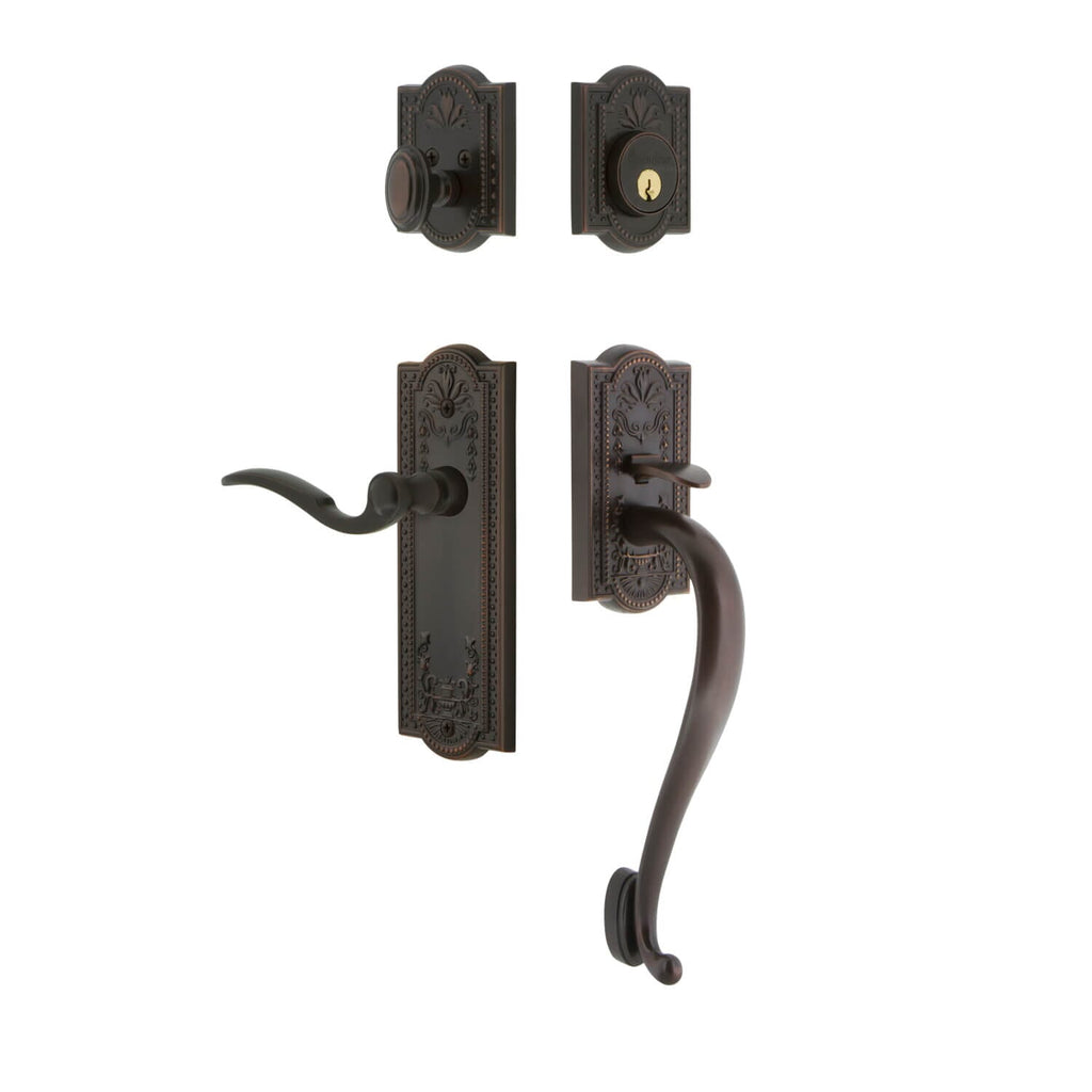 Parthenon Plate S Grip Entry Set Bellagio Lever in Timeless Bronze