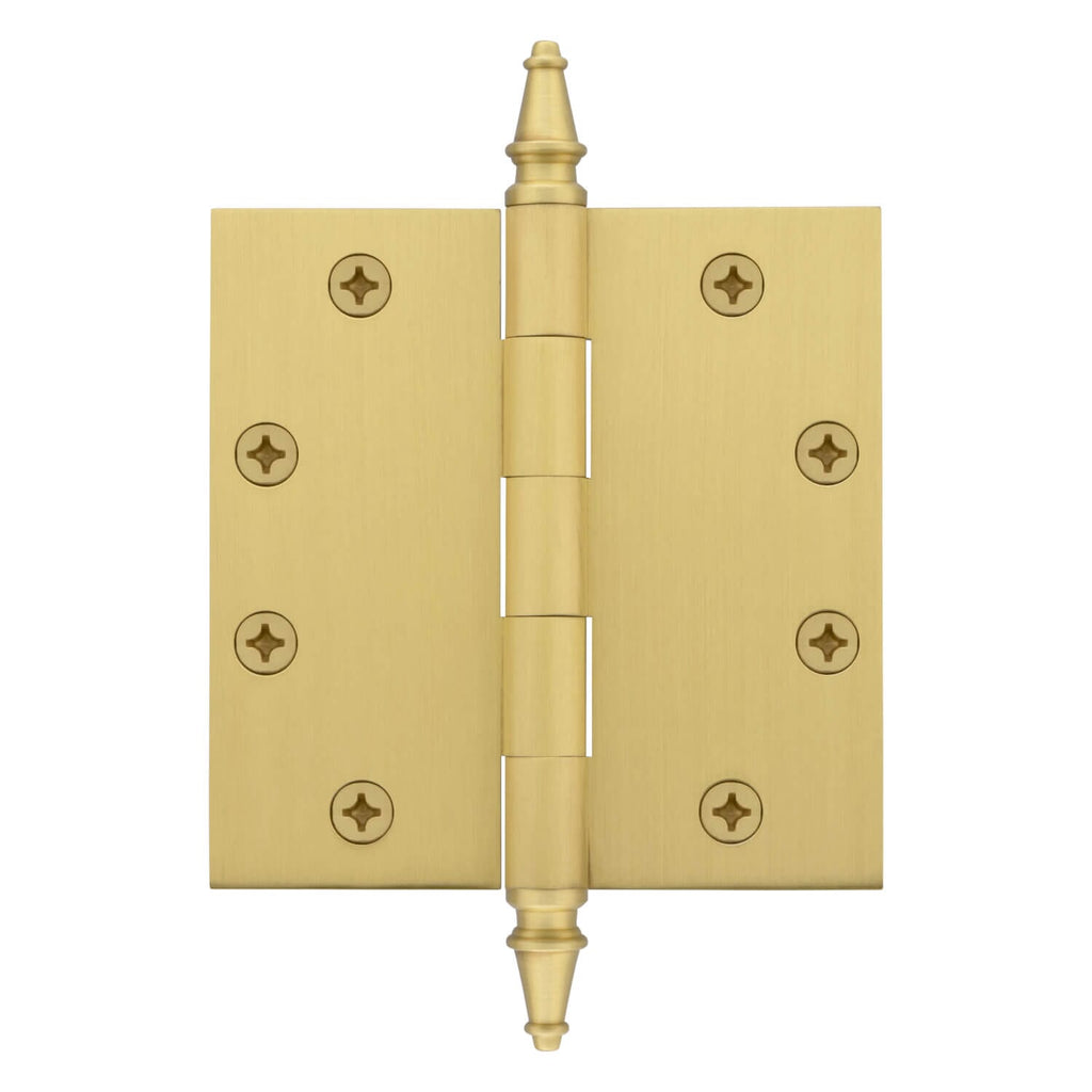 4.5" Steeple Tip Heavy Duty with Square Corners in Satin Brass