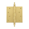 4" Steeple Tip Residential Hinge with Square Corners in Satin Brass