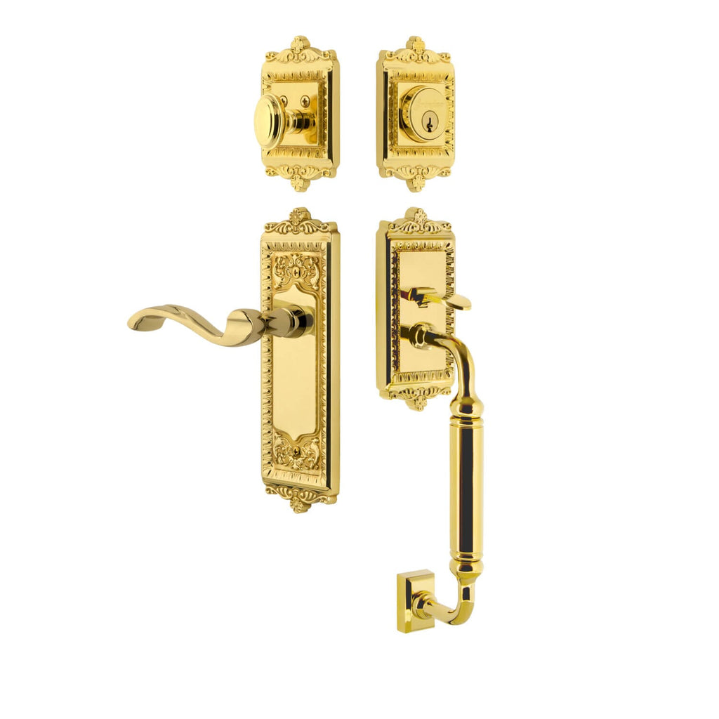 Windsor Plate C Grip Entry Set Portofino Lever in Lifetime Brass