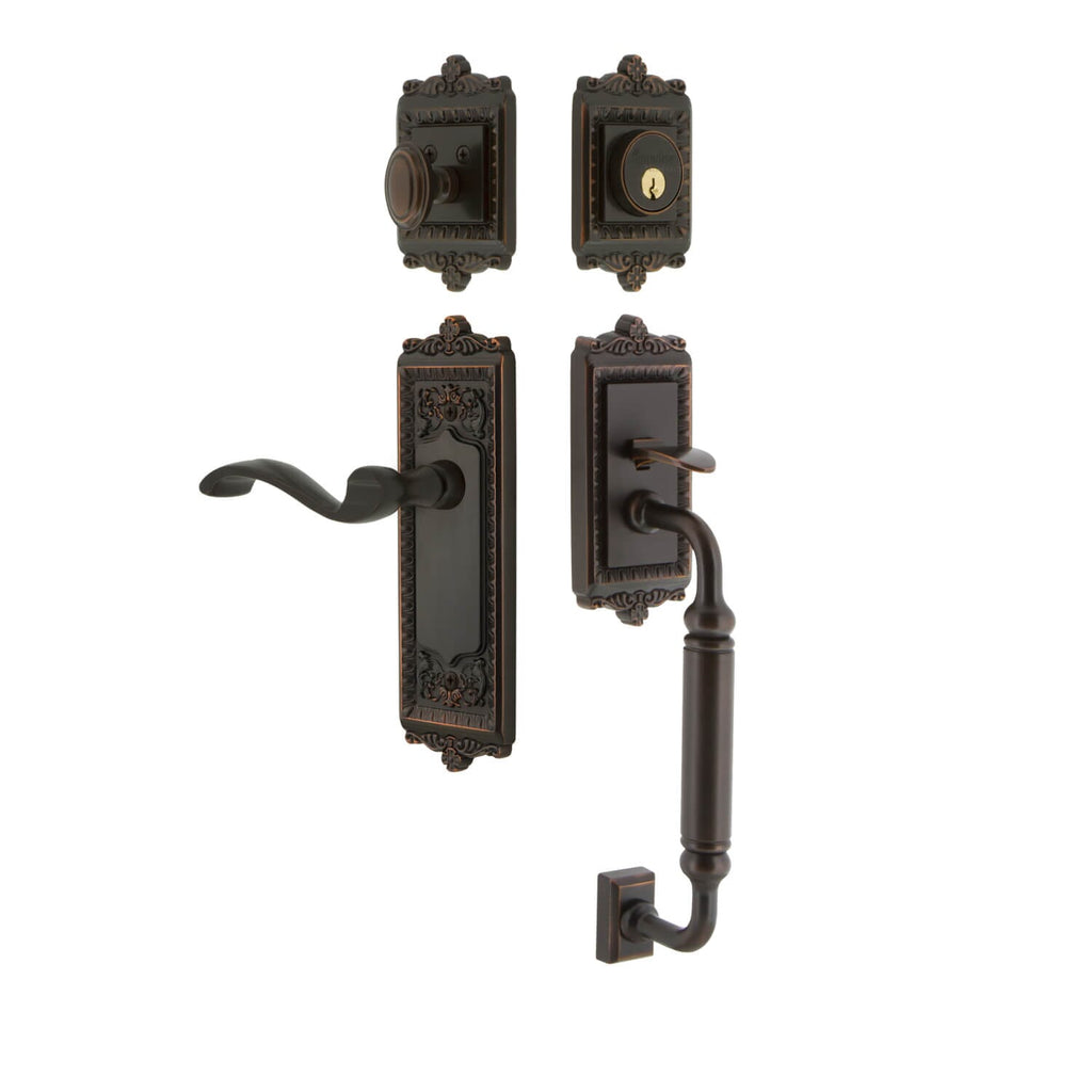 Windsor Plate C Grip Entry Set Portofino Lever in Timeless Bronze