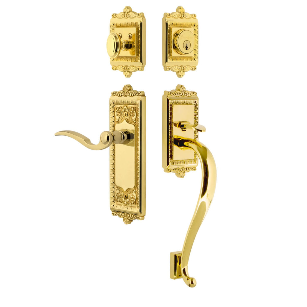 Windsor Plate S Grip Entry Set Bellagio Lever in Lifetime Brass