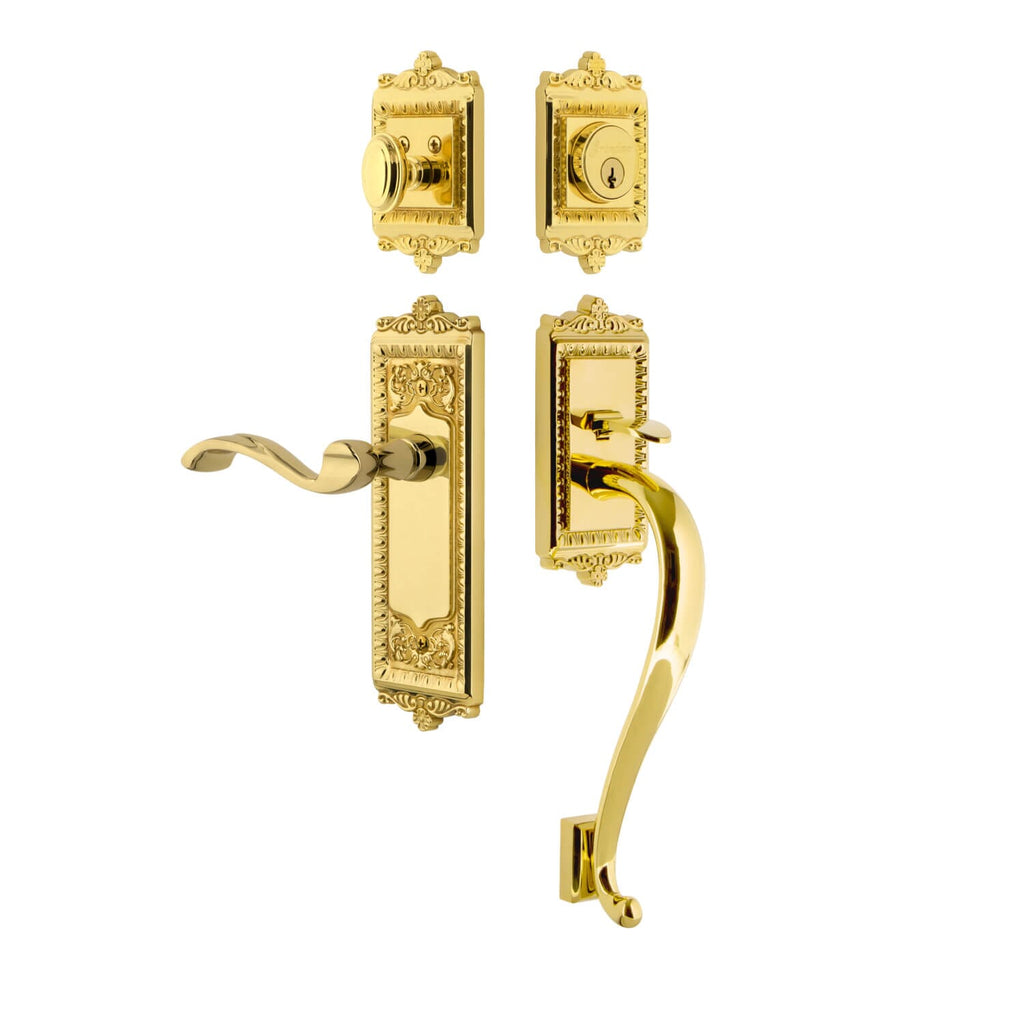 Windsor Plate S Grip Entry Set Portofino Lever in Lifetime Brass