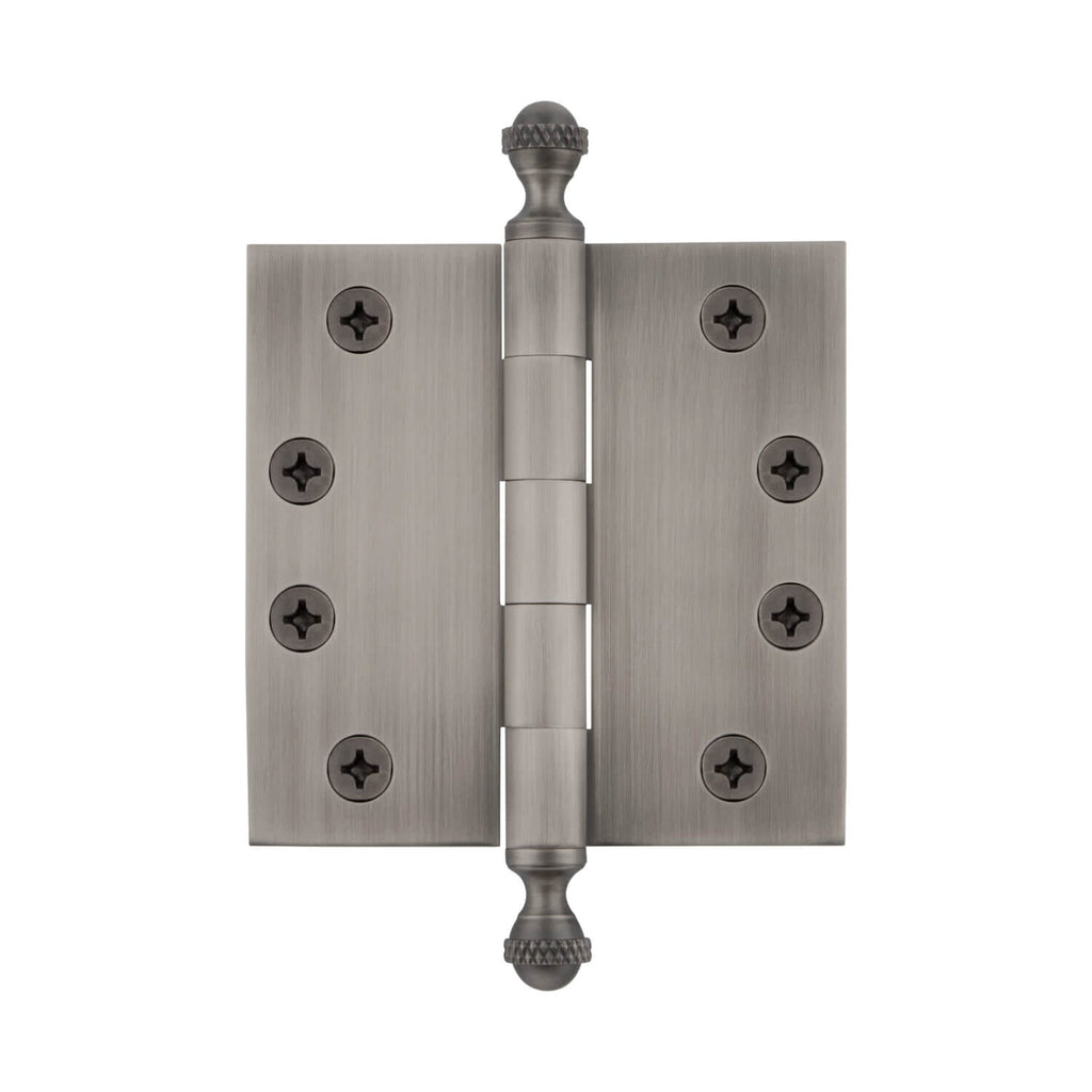 4" Acorn Tip Heavy Duty Hinge with Square Corners in Antique Pewter