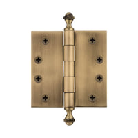 4 Acorn Tip Heavy Duty Hinge with Square Corners in Vintage Brass
