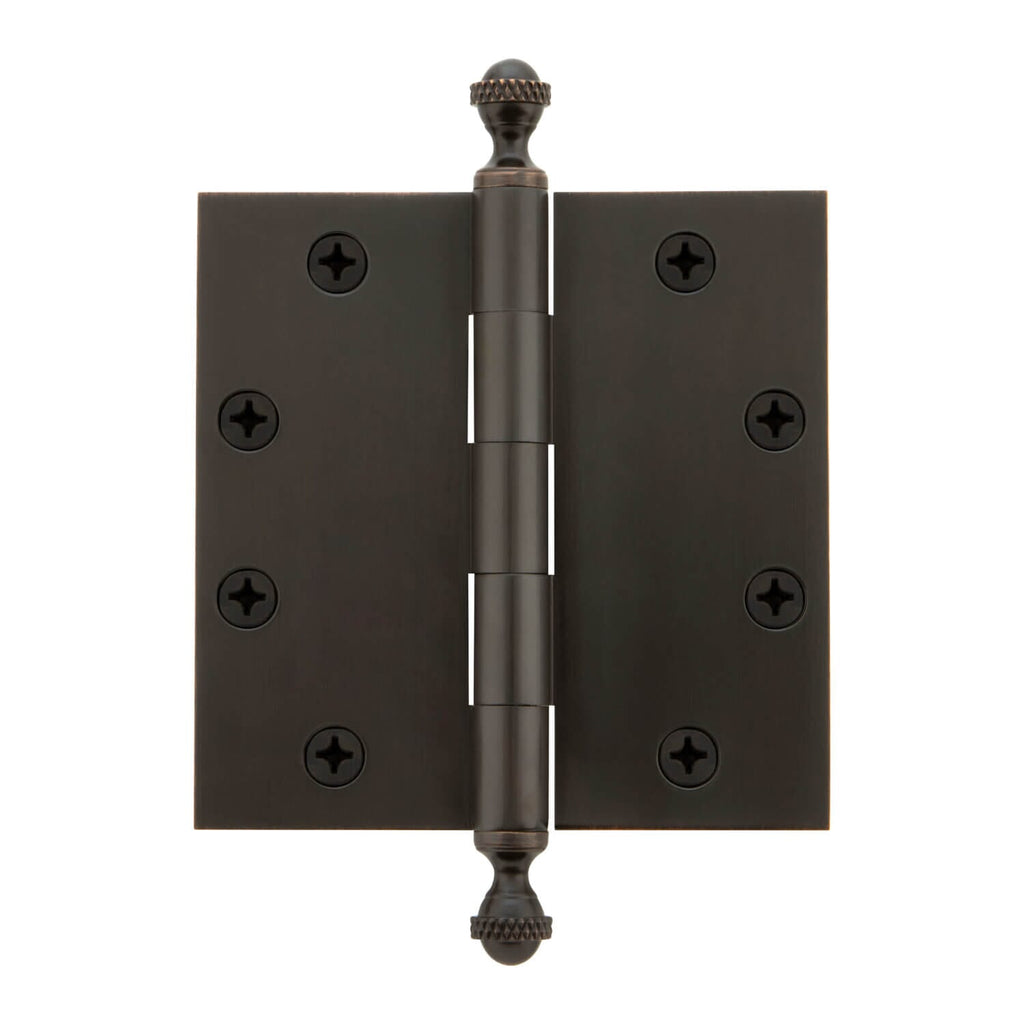 4.5" Acorn Tip Heavy Duty Hinge with Square Corners in Timeless Bronze