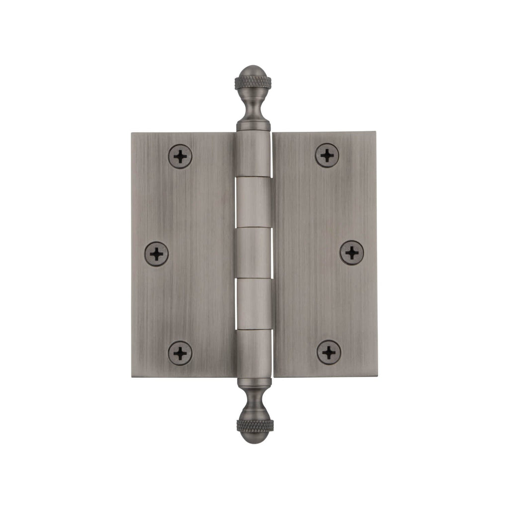 3.5" Acorn Tip Residential Hinge with Square Corners in Antique Pewter