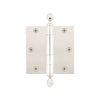 3.5" Acorn Tip Residential Hinge with Square Corners in Polished Nickel