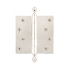 4" Acorn Tip Residential Hinge with Square Corners in Polished Nickel