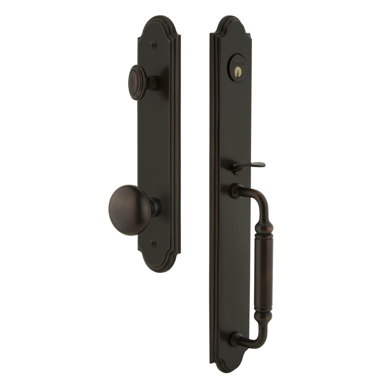 Arc One-Piece Handleset with C Grip and Fifth Avenue Knob in