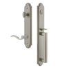 Arc One-Piece Handleset with D Grip and Bellagio Lever in Satin Nickel