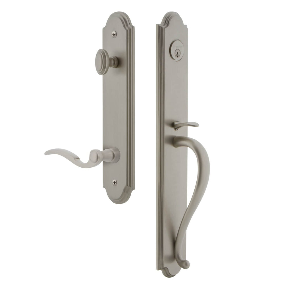 Arc One-Piece Handleset with S Grip and Bellagio Lever in Satin Nickel