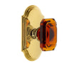 Arc Short Plate with Baguette Amber Crystal Knob in Polished Brass