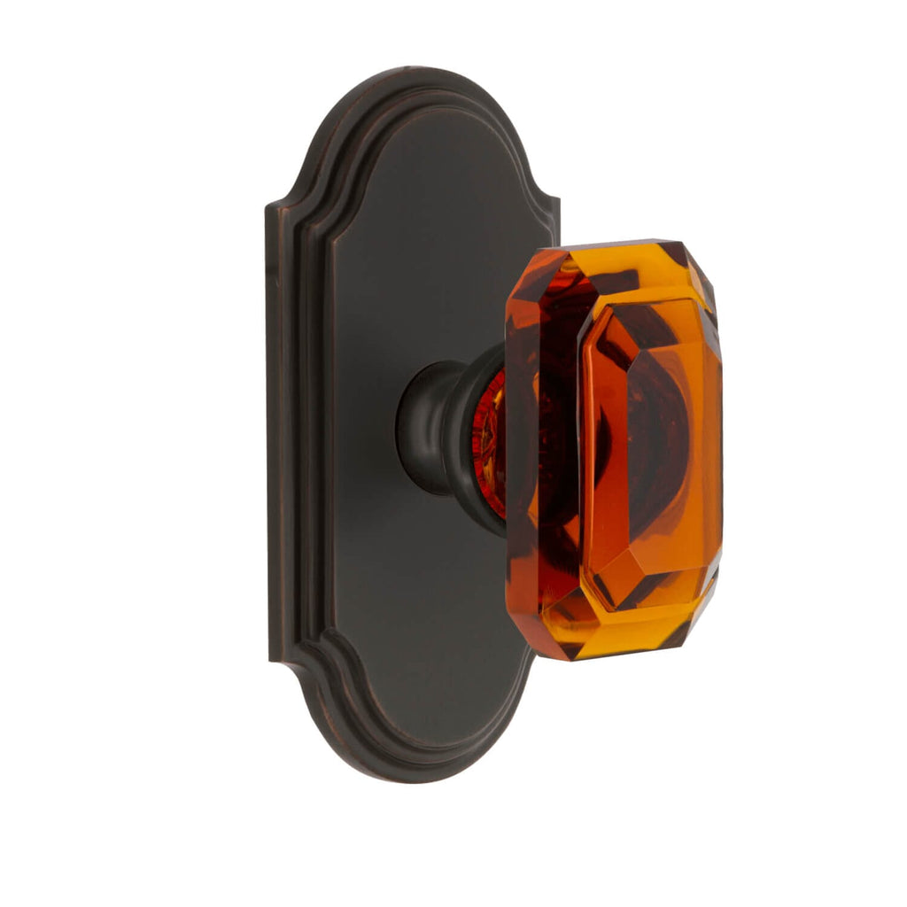 Arc Short Plate with Baguette Amber Crystal Knob in Timeless Bronze