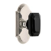 Arc Short Plate with Baguette Black Crystal Knob in Polished Nickel