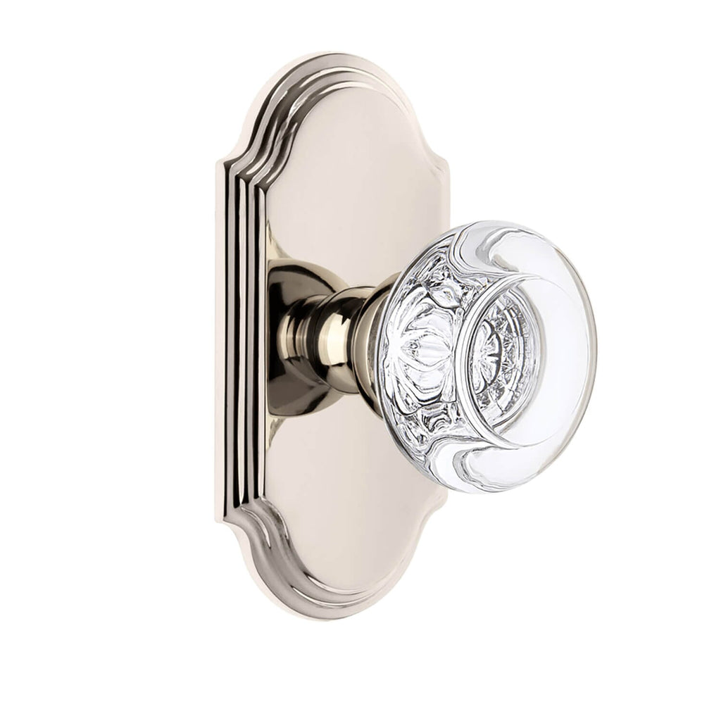 Arc Short Plate with Bordeaux Crystal Knob in Polished Nickel