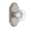 Arc Short Plate with Bordeaux Crystal Knob in Satin Nickel