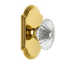 Arc Short Plate with Burgundy Crystal Knob in Polished Brass