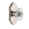 Arc Short Plate with Burgundy Crystal Knob in Polished Nickel