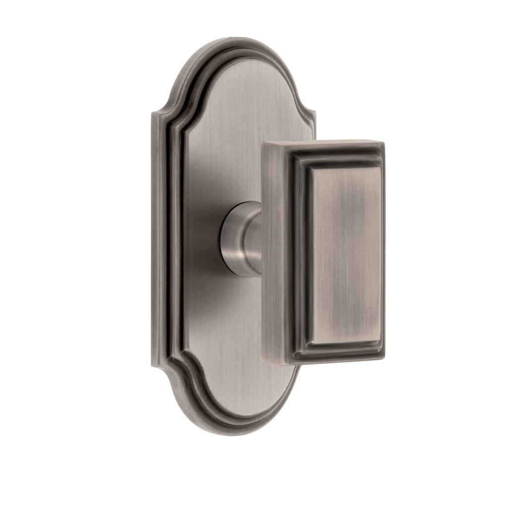 Arc Short Plate with Carré Knob in Antique Pewter