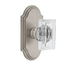 Arc Short Plate with Carré Crystal Knob in Satin Nickel