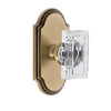Arc Short Plate with Carré Crystal Knob in Vintage Brass