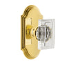 Arc Short Plate with Carré Crystal Knob in Lifetime Brass