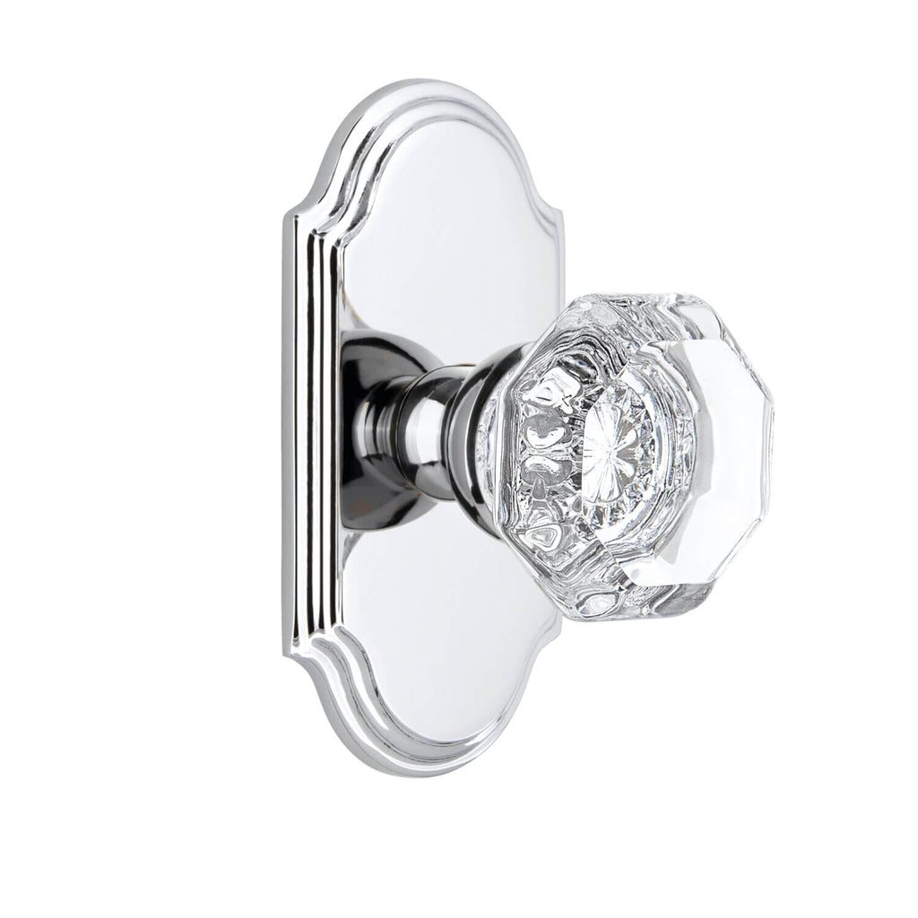 Arc Short Plate with Chambord Crystal Knob in Bright Chrome