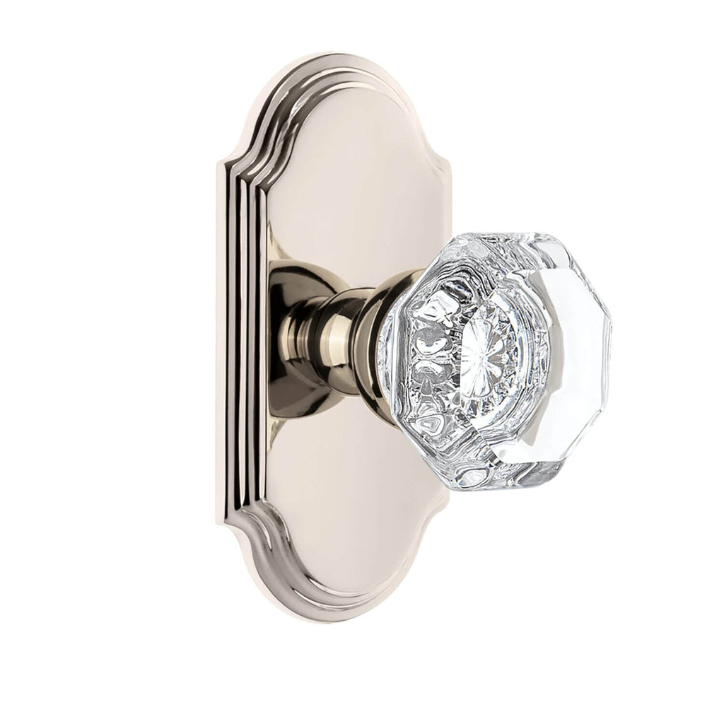 Arc Short Plate with Chambord Crystal Knob in Polished Nickel