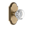 Arc Short Plate with Chambord Crystal Knob in Vintage Brass