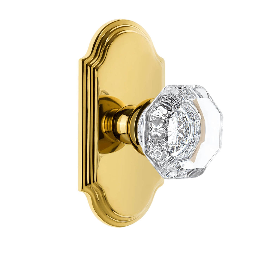 Arc Short Plate with Chambord Crystal Knob in Lifetime Brass