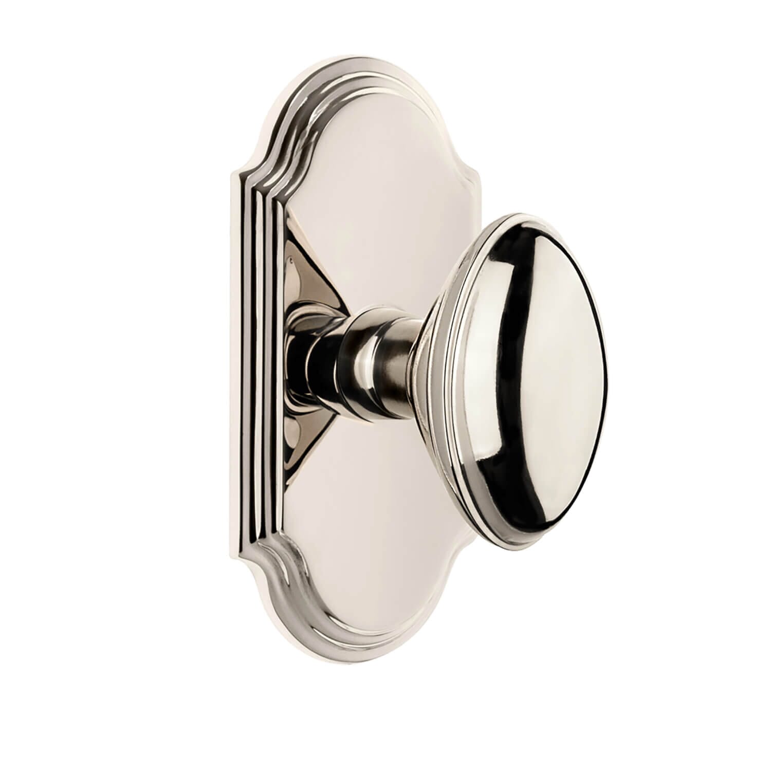 Arc Short Plate with Eden Prairie Knob in Polished Nickel