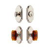 Arc Short Plate Entry Set with Baguette Amber Crystal Knob in Polished Nickel