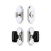 Arc Short Plate Entry Set with Baguette Black Crystal Knob in Bright Chrome