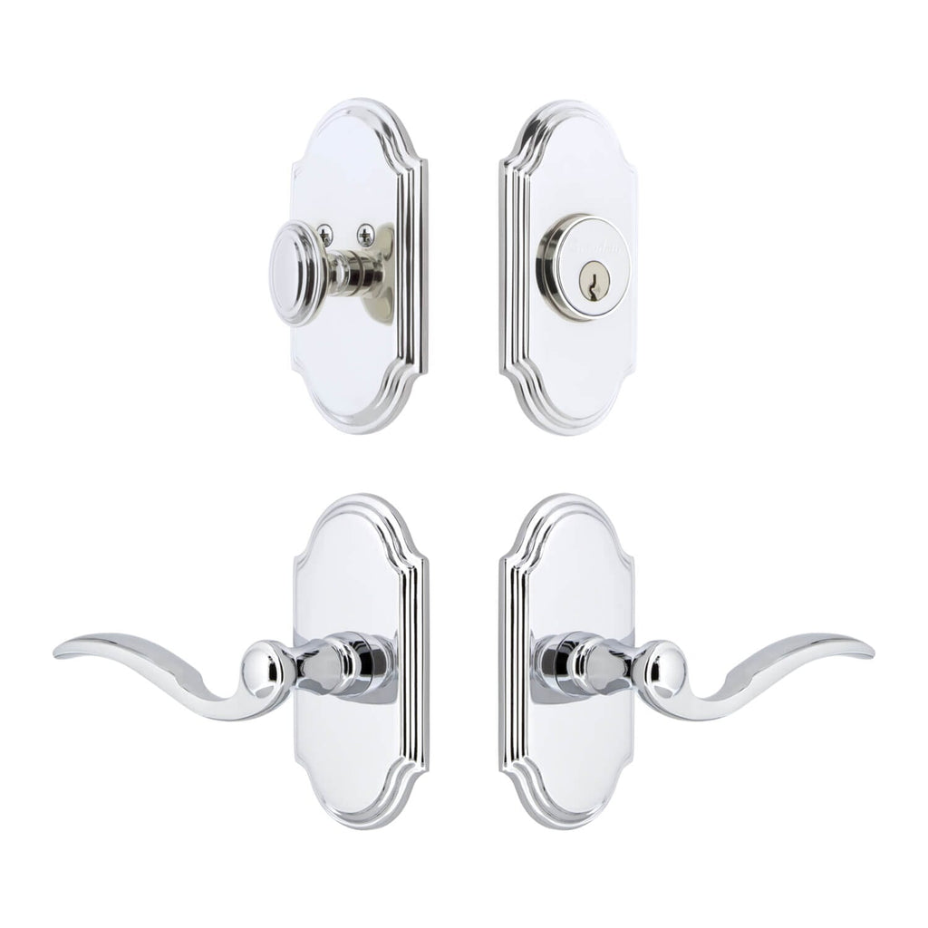 Arc Short Plate Entry Set with Bellagio Lever in Bright Chrome
