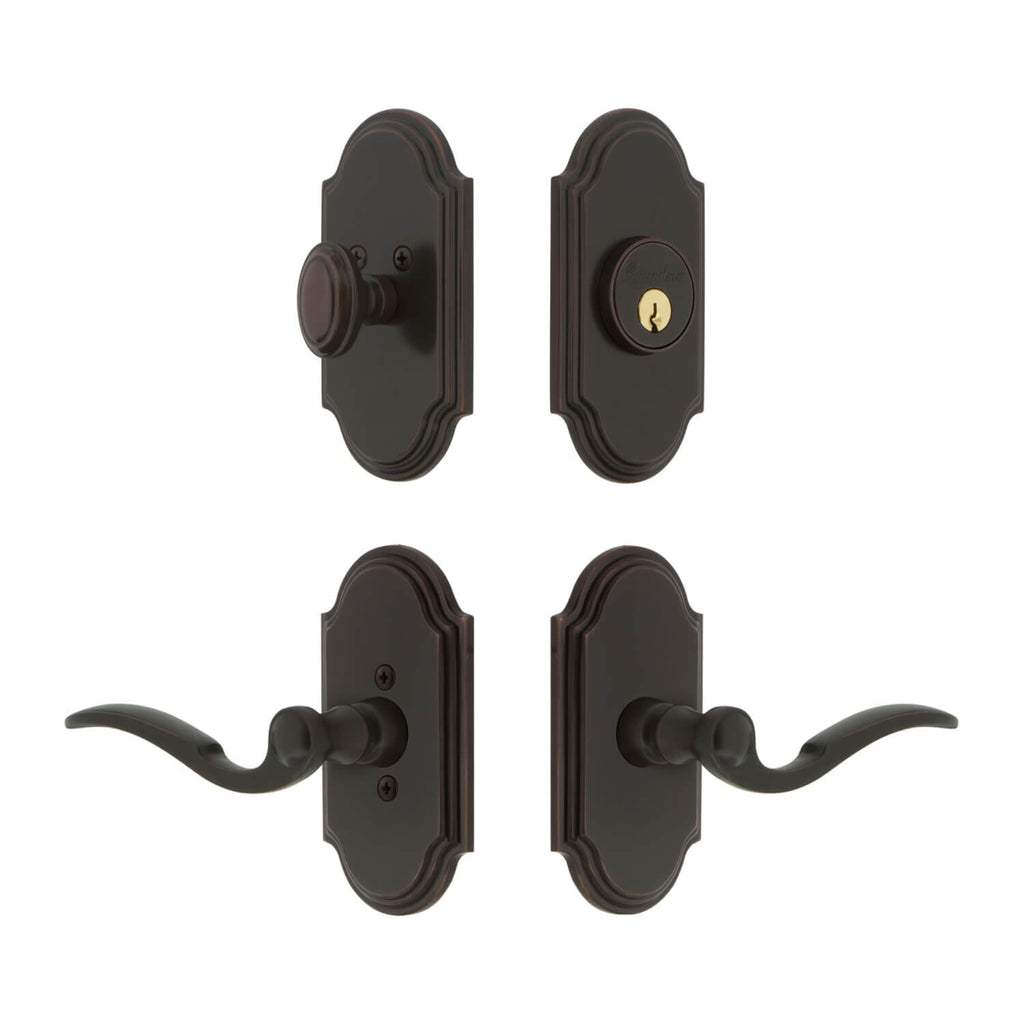 Arc Short Plate Entry Set with Bellagio Lever in Timeless Bronze