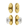 Arc Short Plate Entry Set with Biarritz Crystal Knob in Lifetime Brass