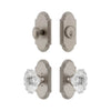 Arc Short Plate Entry Set with Biarritz Crystal Knob in Satin Nickel