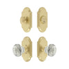 Arc Short Plate Entry Set with Brilliant Crystal Knob in Satin Brass