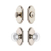 Arc Short Plate Entry Set with Bordeaux Crystal Knob in Polished Nickel