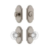Arc Short Plate Entry Set with Bordeaux Crystal Knob in Satin Nickel