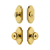 Arc Short Plate Entry Set with Bouton Knob in Lifetime Brass