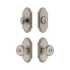 Arc Short Plate Entry Set with Bouton Knob in Satin Nickel