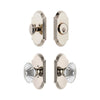 Arc Short Plate Entry Set with Burgundy Crystal Knob in Polished Nickel