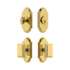 Arc Short Plate Entry Set with Carre Knob in Lifetime Brass
