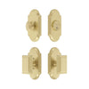 Arc Short Plate Entry Set with Carre Knob in Satin Brass