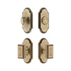 Arc Short Plate Entry Set with Carre Knob in Vintage Brass
