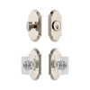 Arc Short Plate Entry Set with Carre Crystal Knob in Polished Nickel