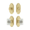 Arc Short Plate Entry Set with Carre Crystal Knob in Satin Brass