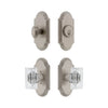 Arc Short Plate Entry Set with Carre Crystal Knob in Satin Nickel